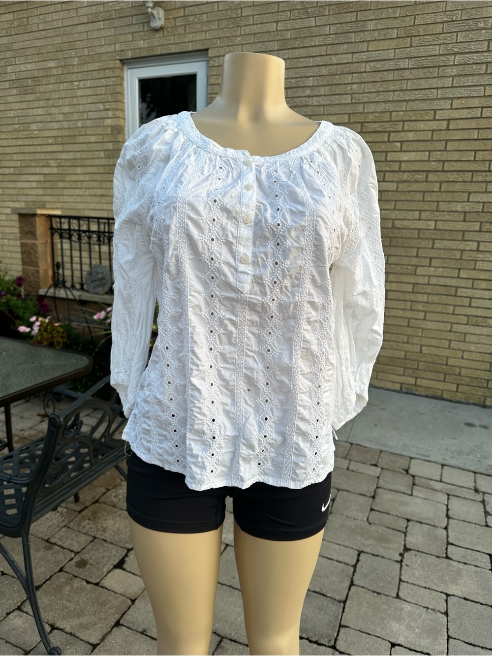 Charter Club embroidered cotton white blouse size M